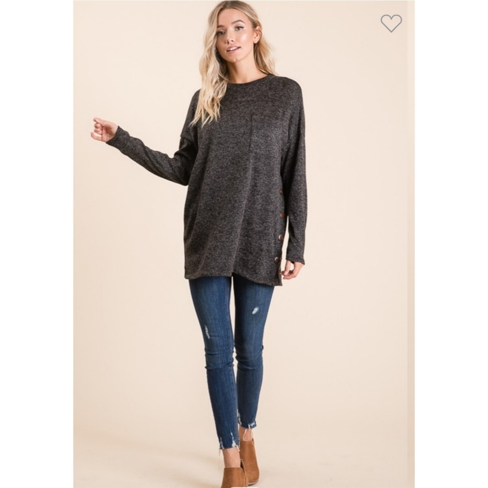Long Sleeve Button Side Sweater